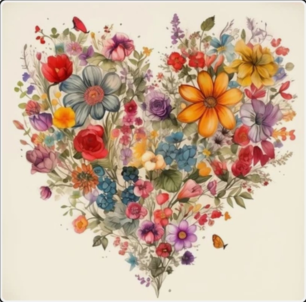 DIY Heart-Shaped Floral Diamond Painting Kit (30×30 cm) A56