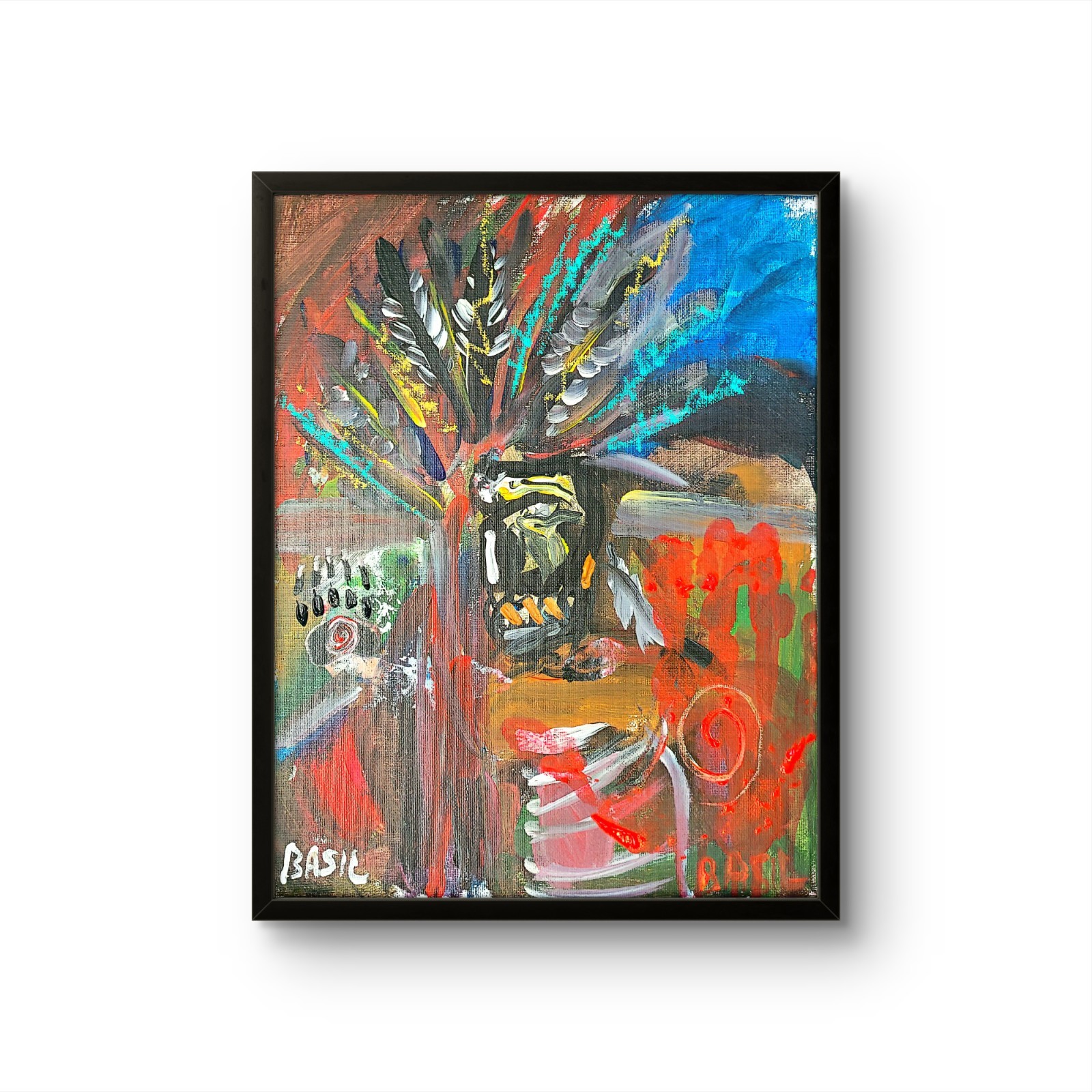 Warrior Red Road Unique Abstract Expressionism Wall Art Canvas Board 11×14