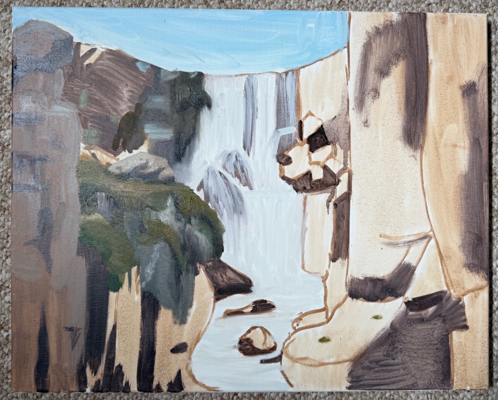 Contemporary Landscape Waterfall Acrylic Painting Modern Art Wall Hanging #1
