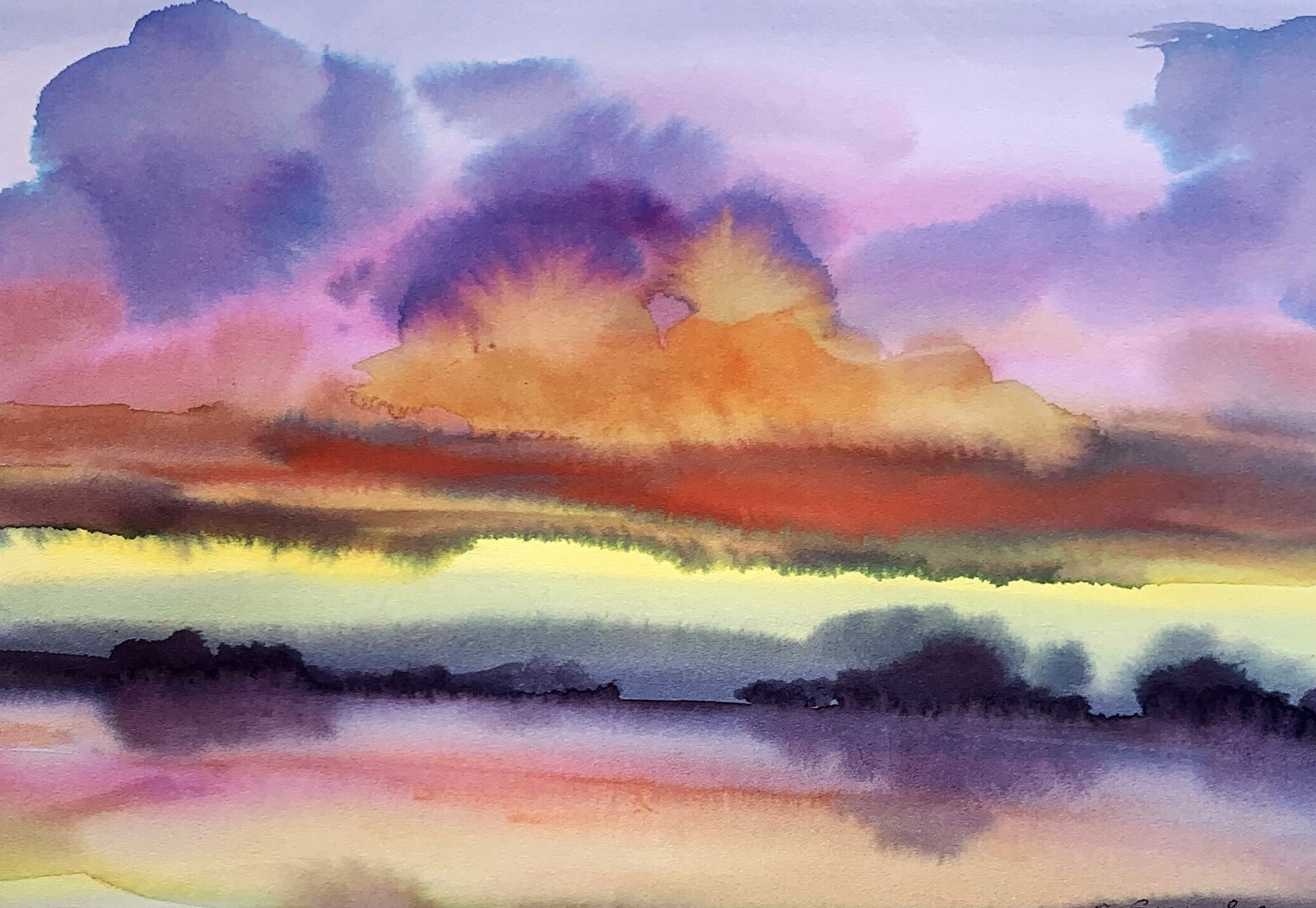 Watercolor Painting Color Mood S. Gramm Unframed Original Decor Art nAAA3374