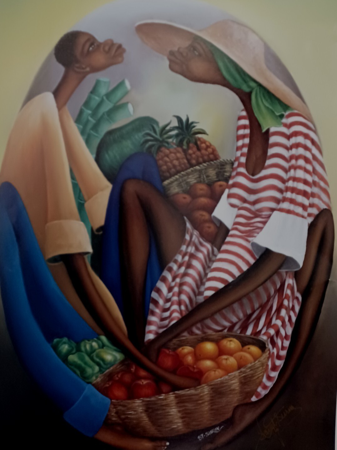 Original Haitian Print HARVEST by Jacques St. Surin 30″ X 22″ Signed NEW