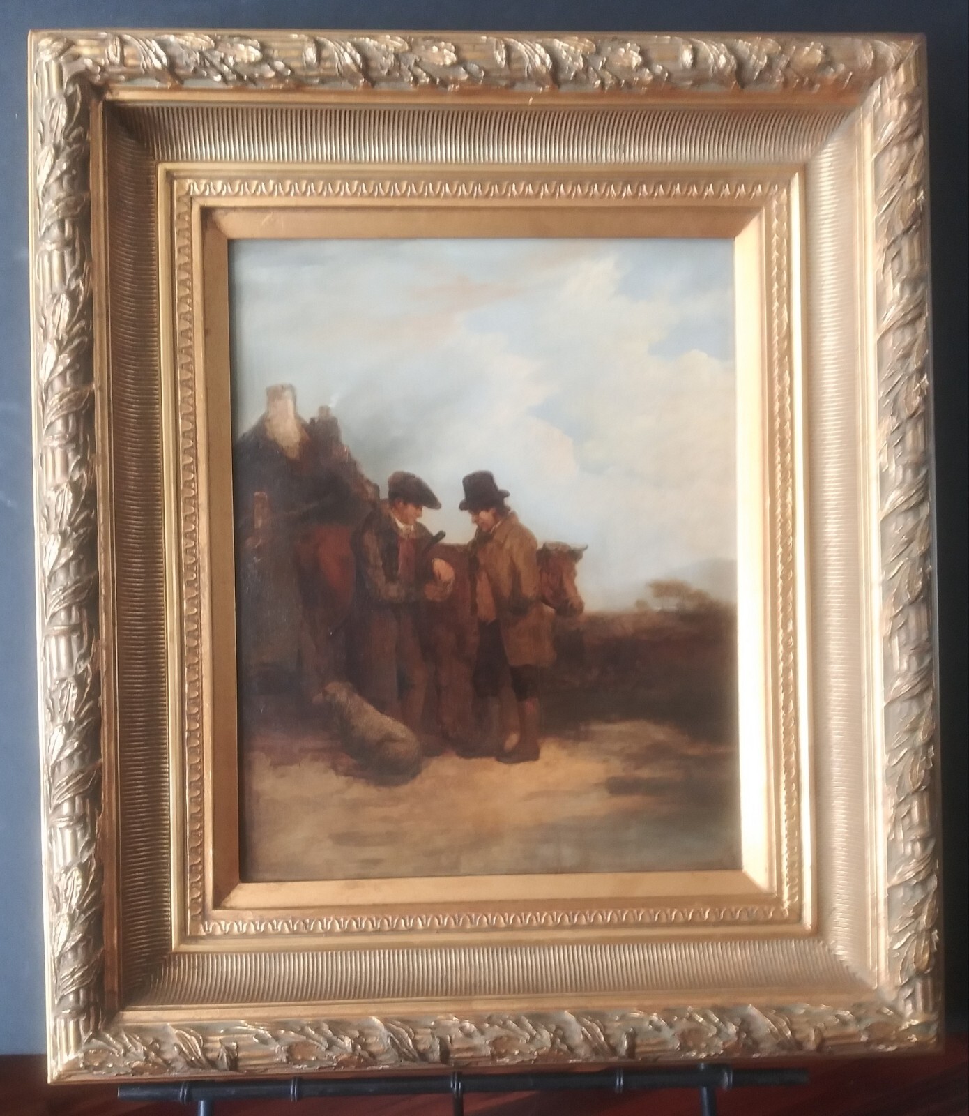 1860s British School Oil on Board Painting «What’s Elsie Worth?»