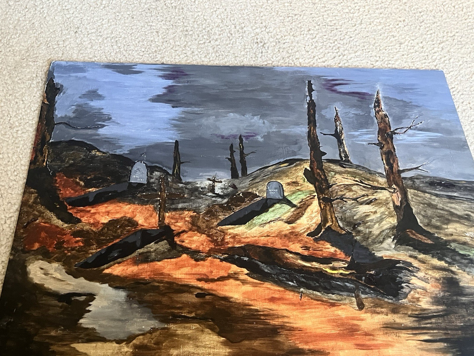 Oil Painting On Canvas Board War Torn 18 X 24 By Jeff Theis