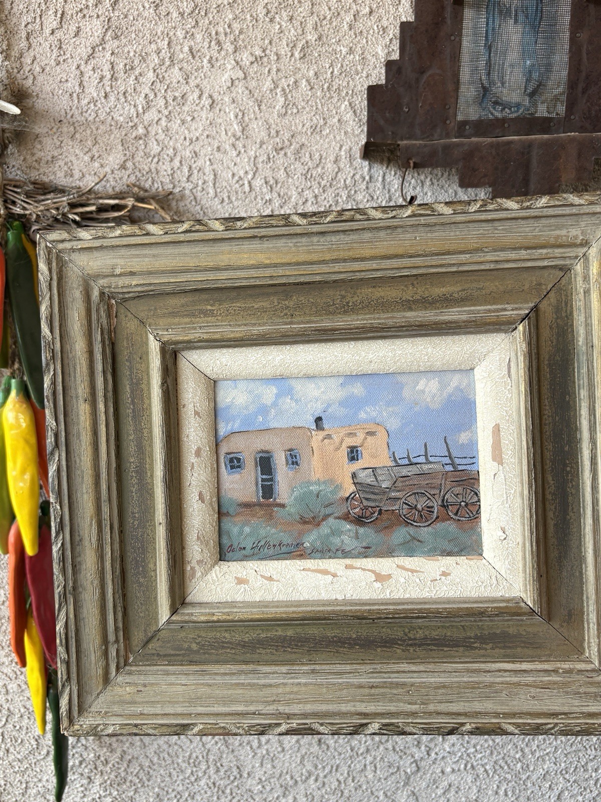 Antique signed🎨 ODON HULLENKREMER Oil Painting 🎨SANTA FE 🎨 New Mexico WOW !!