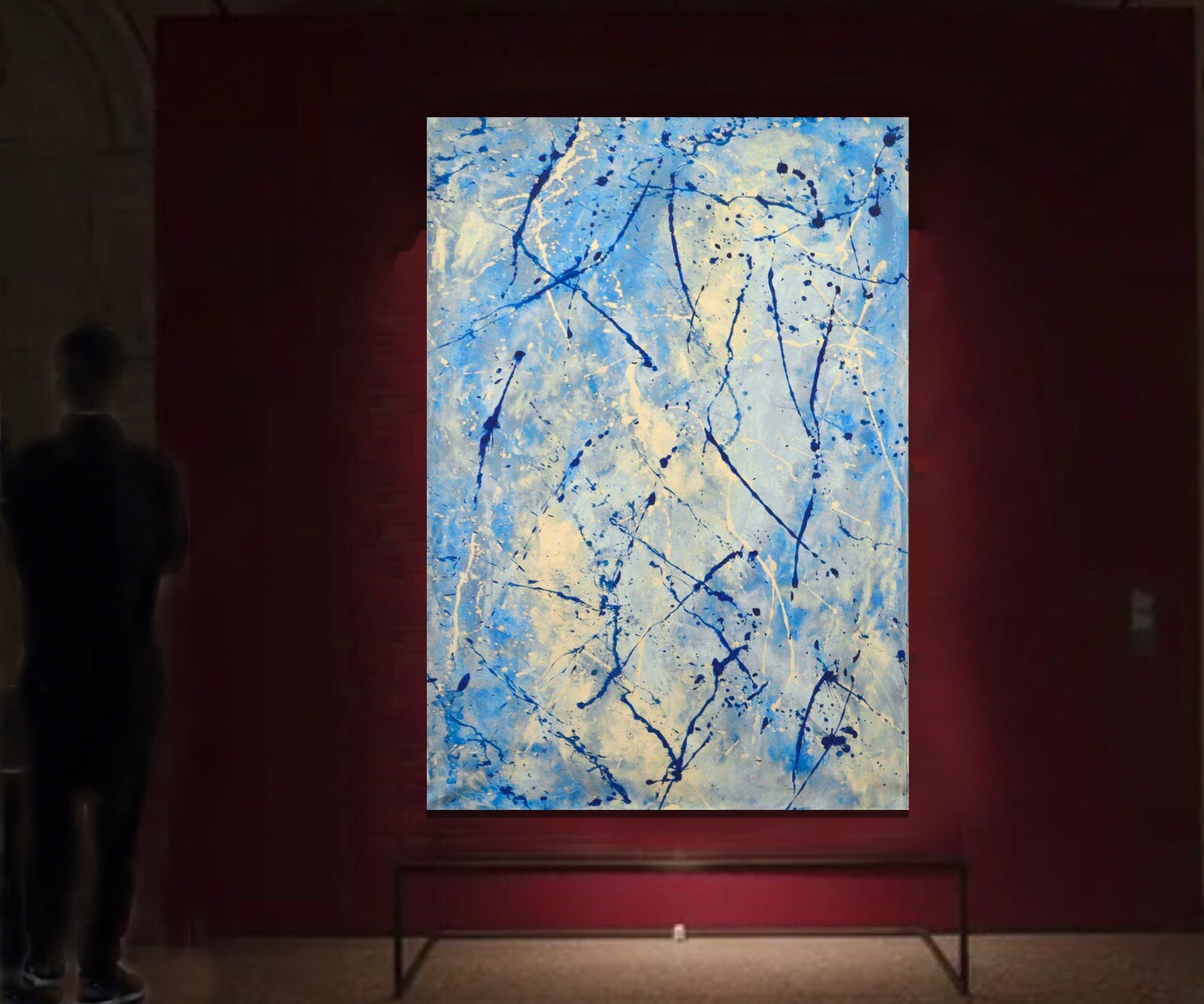 64”X44” Pollock/Richter style canvas ￼painting Acrylic,Abstract, Modern,X Large