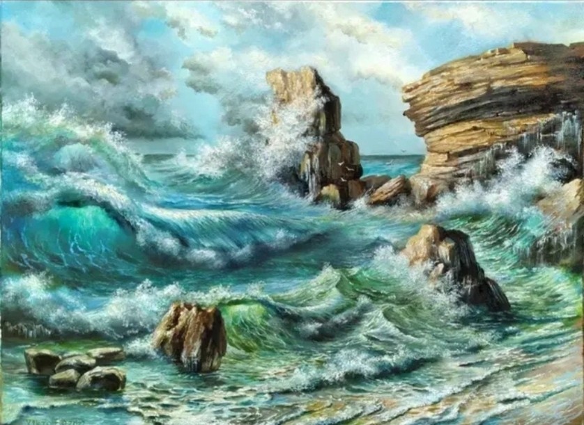 Viktor Lyntuynenko Signed Seascape Oil Painting 18×24 Canvas Framed (#2)