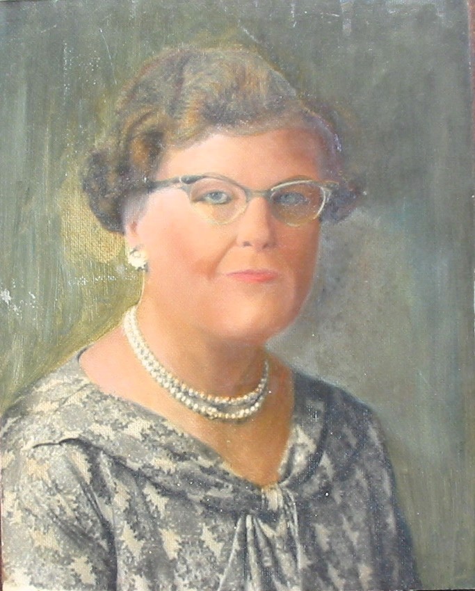 Awesome Vintage Oil Painting The Mother in Law School Teacher 14 by 11 inches