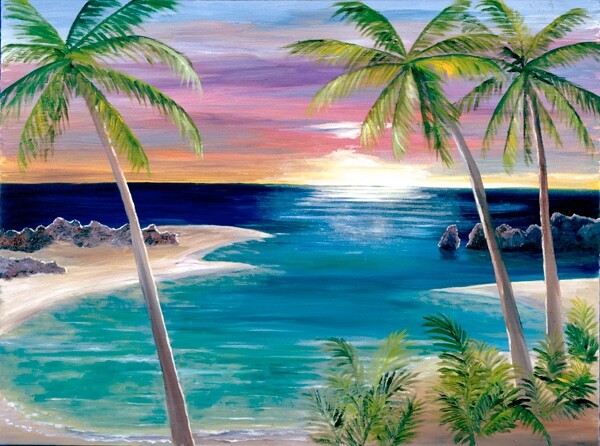 von Wening art Tommy Bahama style Paradise Hawaii Cayman Kauai Island Tropical