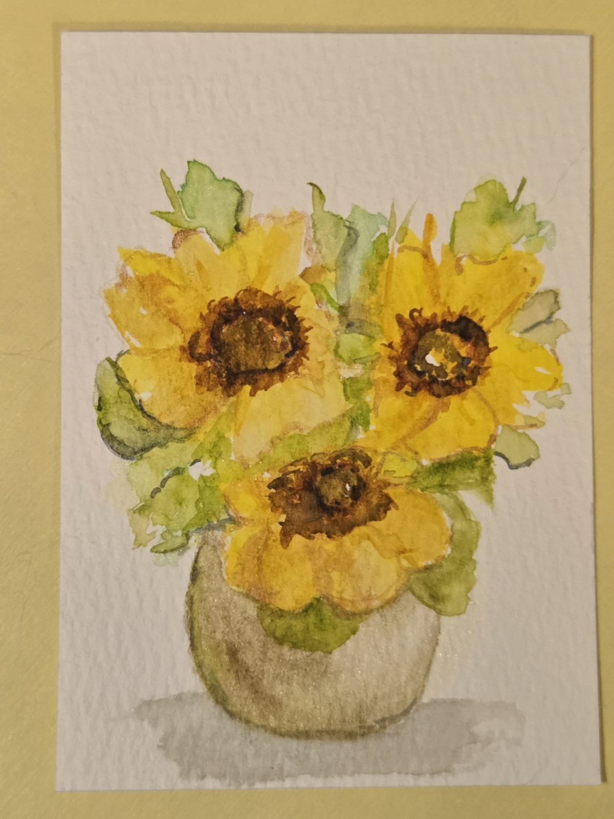 ACEO Original Loose Watercolor Yellow Floral Sunflowers Mini Painting 2.5×3.5