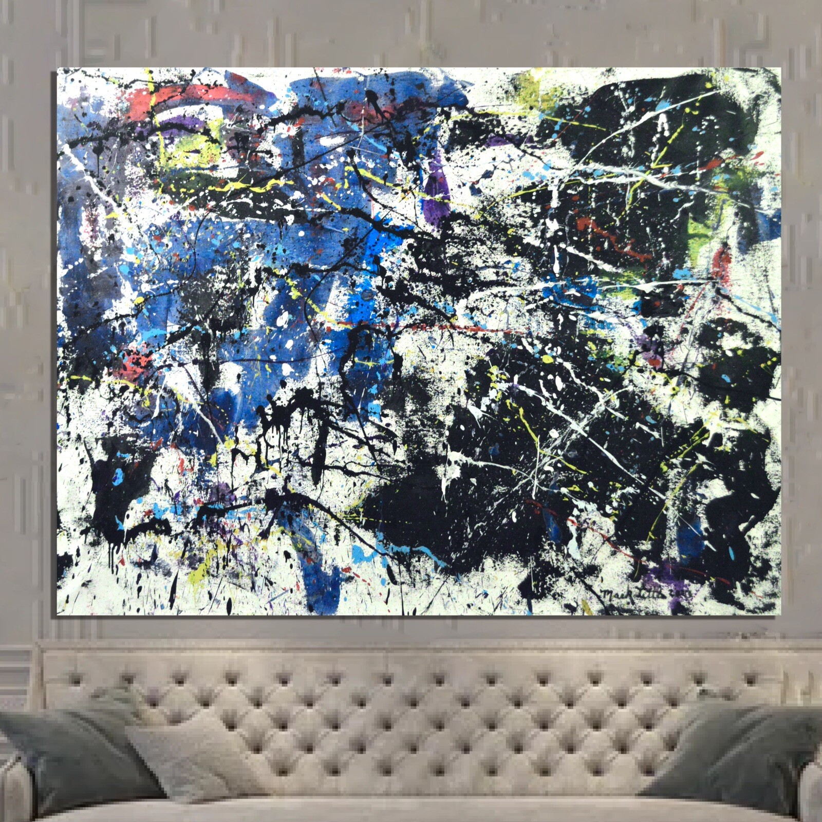 Pollock/Richter style￼ Profession￼al Painting 81” X 62”(6ft 9in)Abstract Modern