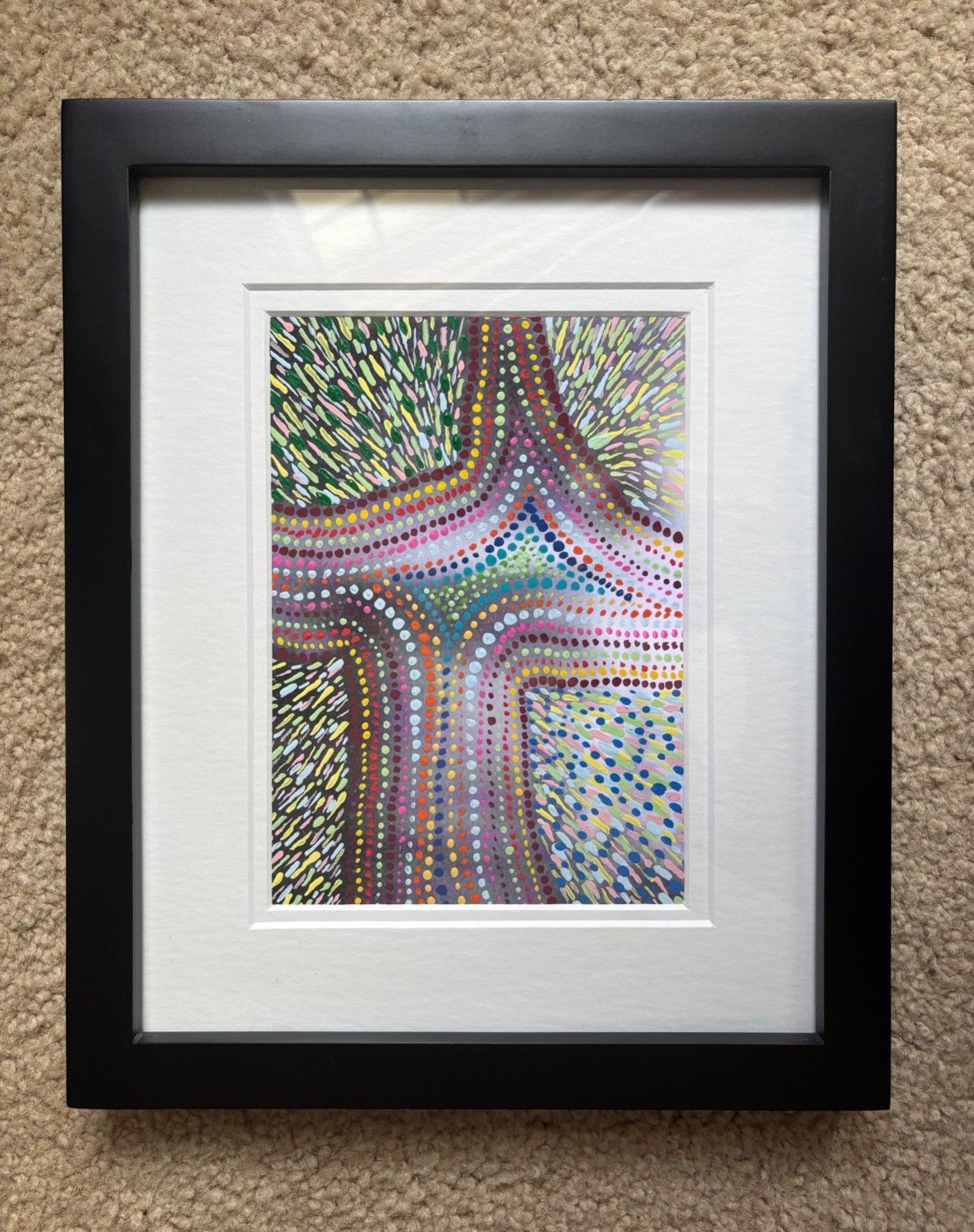 Framed Original Abstract Acrylic Painting. (7″ x 5″) on Paper. Framed (9″x11″)