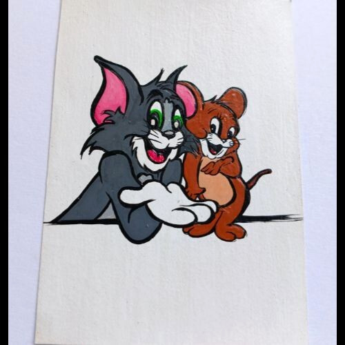 Tom And Jerry Mouse Cat Animals ACEO Anime Cartoon Acrylic Art Hand Painting New