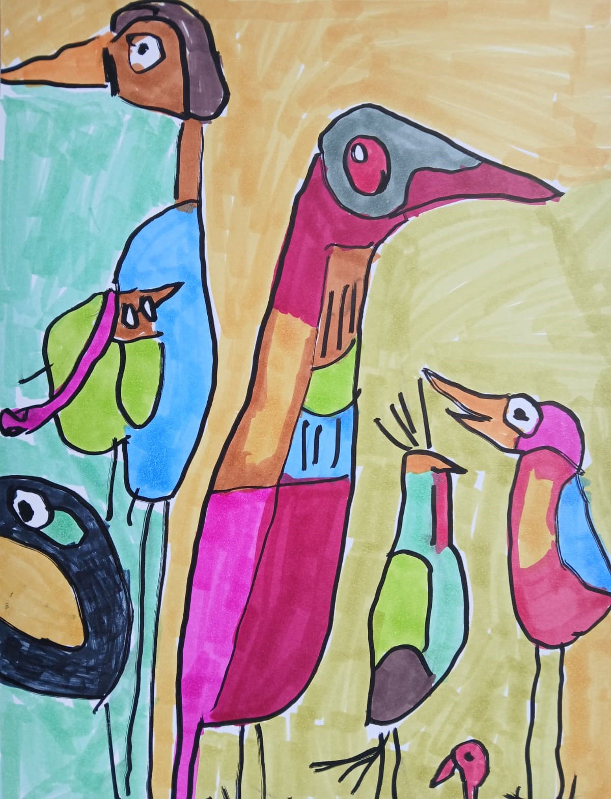 Abstract/Impressionism 9×12″ Bird Cage colorful Handmade Street Art Painting