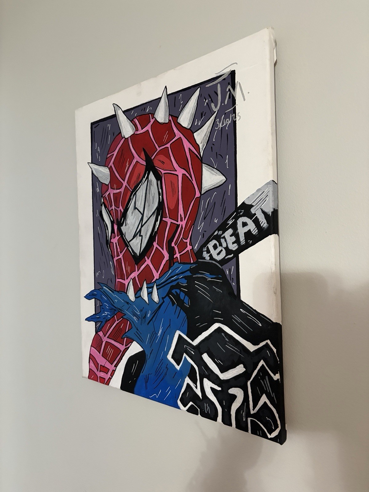 Original Spider-Punk acrylic painting 16×20 unframed