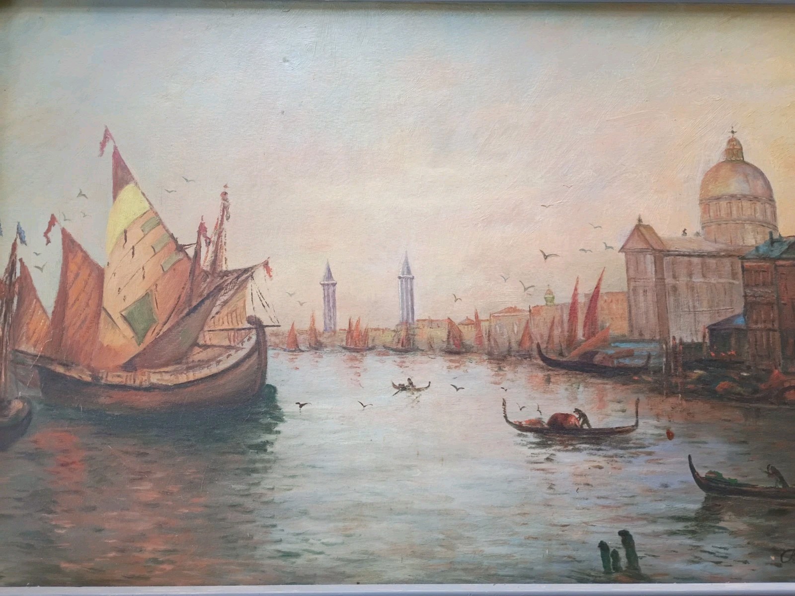 PAUL PASCAL (1839-1905) ORIGINAL FRENCH ANTIQUE VENICE CANAL SCENE OIL PAINTING