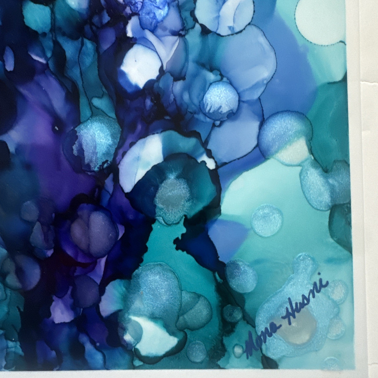 Beautiful , Unique , Original Hand Made -Alcohol Ink Painting on Plastic Resin