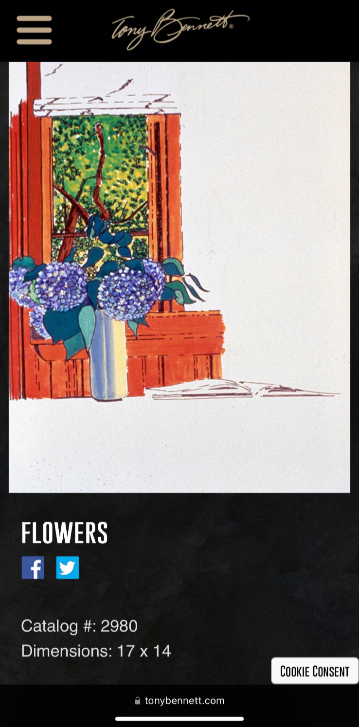 Tony Bennett Original Art – Watercolor Titled “Flowers” – Julien’s Provenance