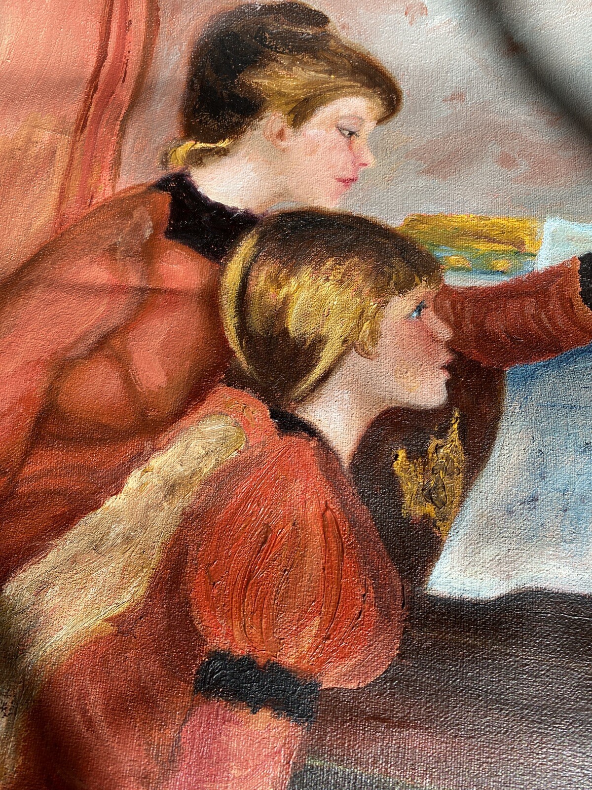 Vintage Pierre Augusle Renoir The Piano Lesson ART PAINTING Canvas Signed Oil