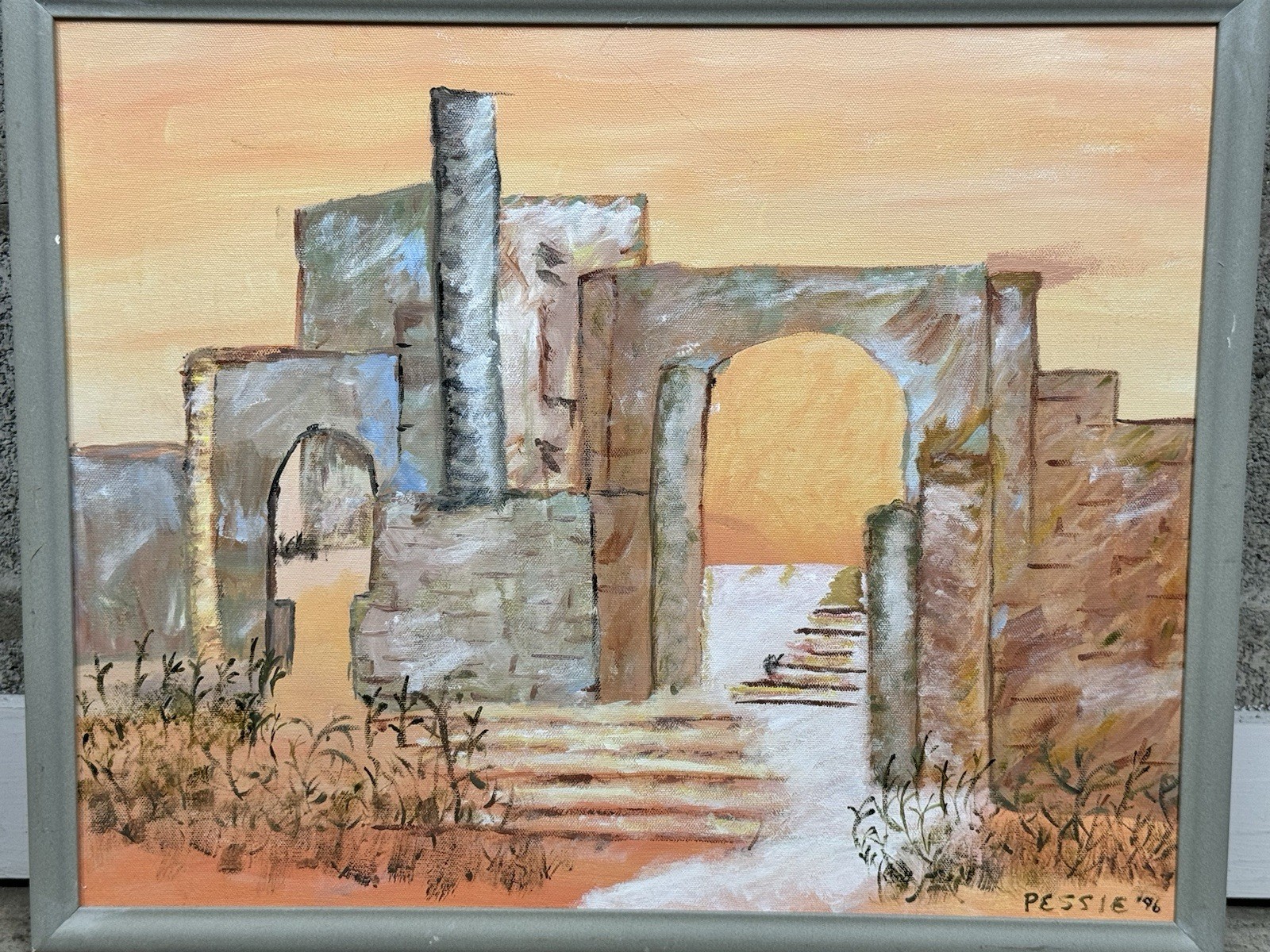 Southwest Desert Naïve Impressionist-Primitive Landscape Architectural focus