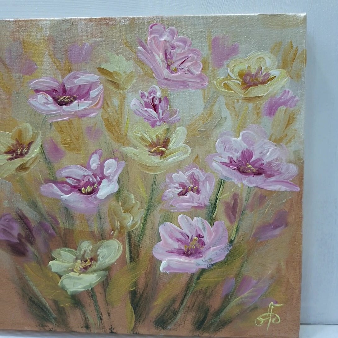 Original Flowers Hand Painted Artwork Home Decor Gift Wall Art Ukrainian Artist
