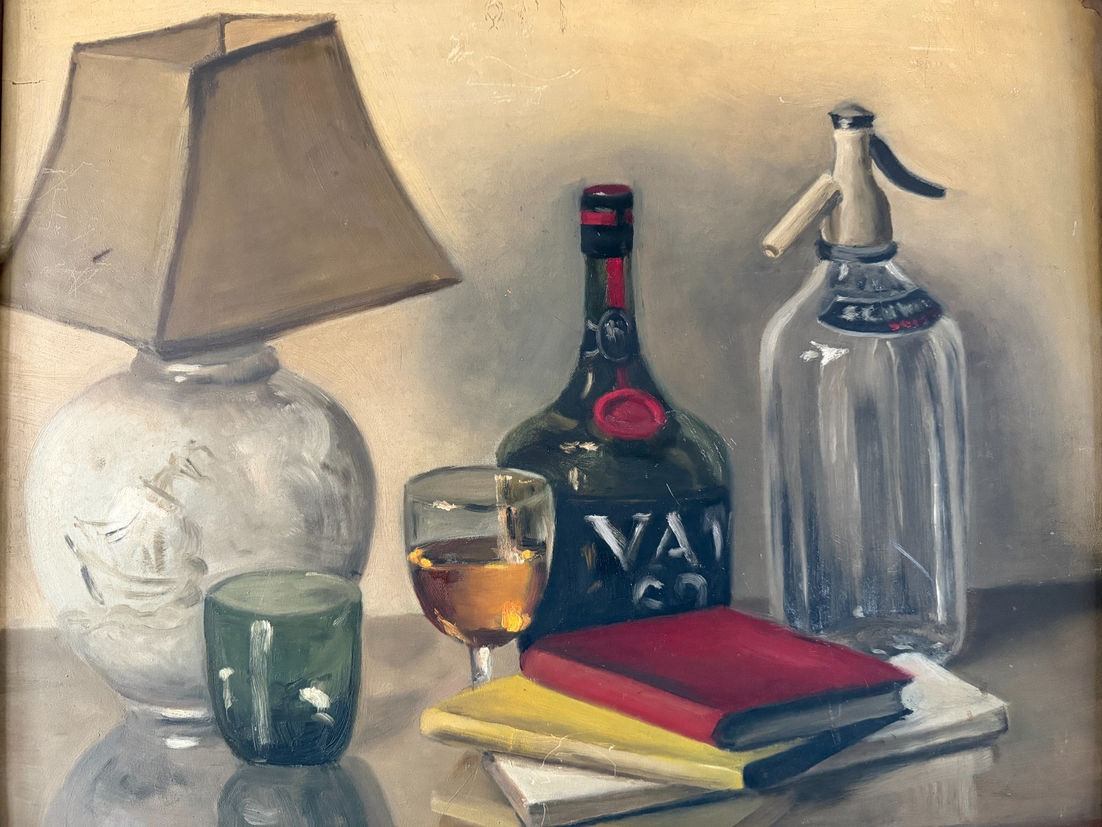 Vintage Original Still Life Oil Painting Signed Framed Bottle Art