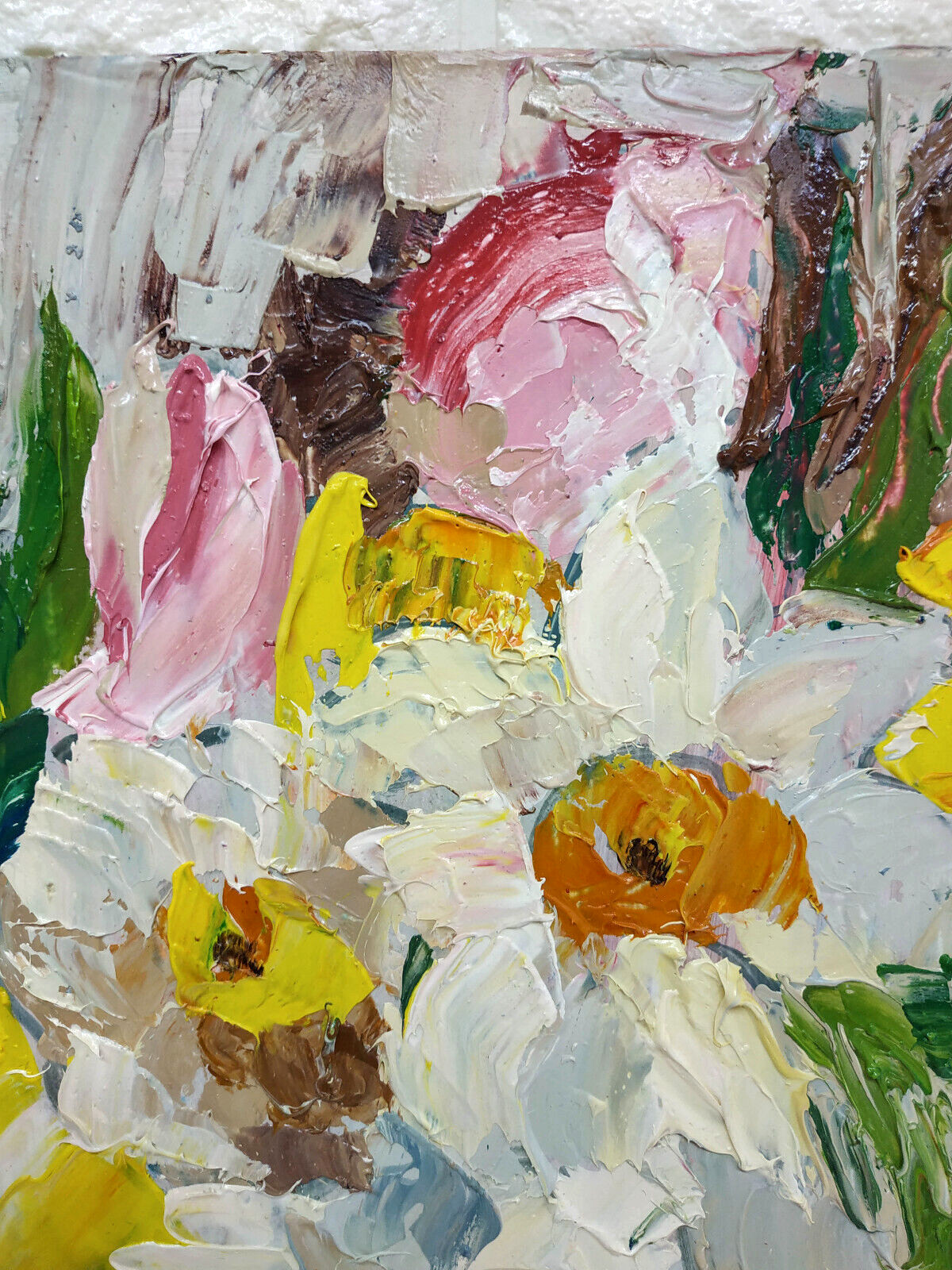 Original oil painting Spring Narcissus Bouquet flower still life art 10 x 12 in