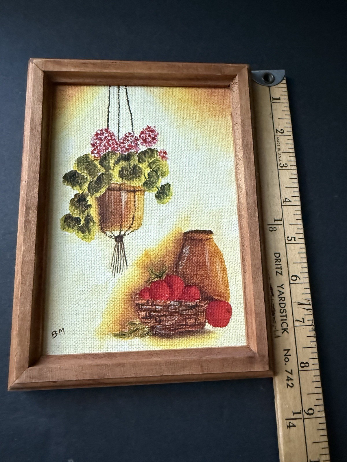 Vintage Original Oil On Canvas Signed Still Life Framed Flowers Wood Frame Retro