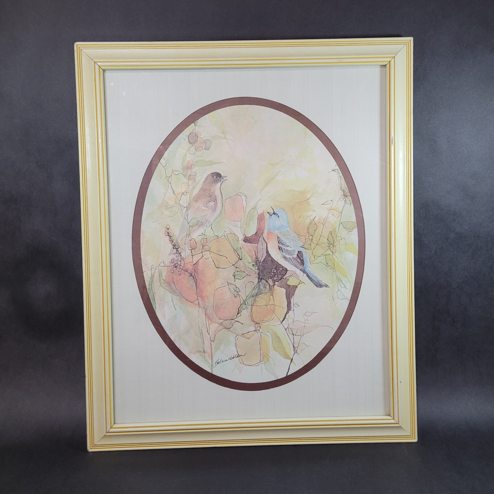 Vintage Barbara Walden Bird Water Color Art Print Signed 22″ x 18.5″ Framed