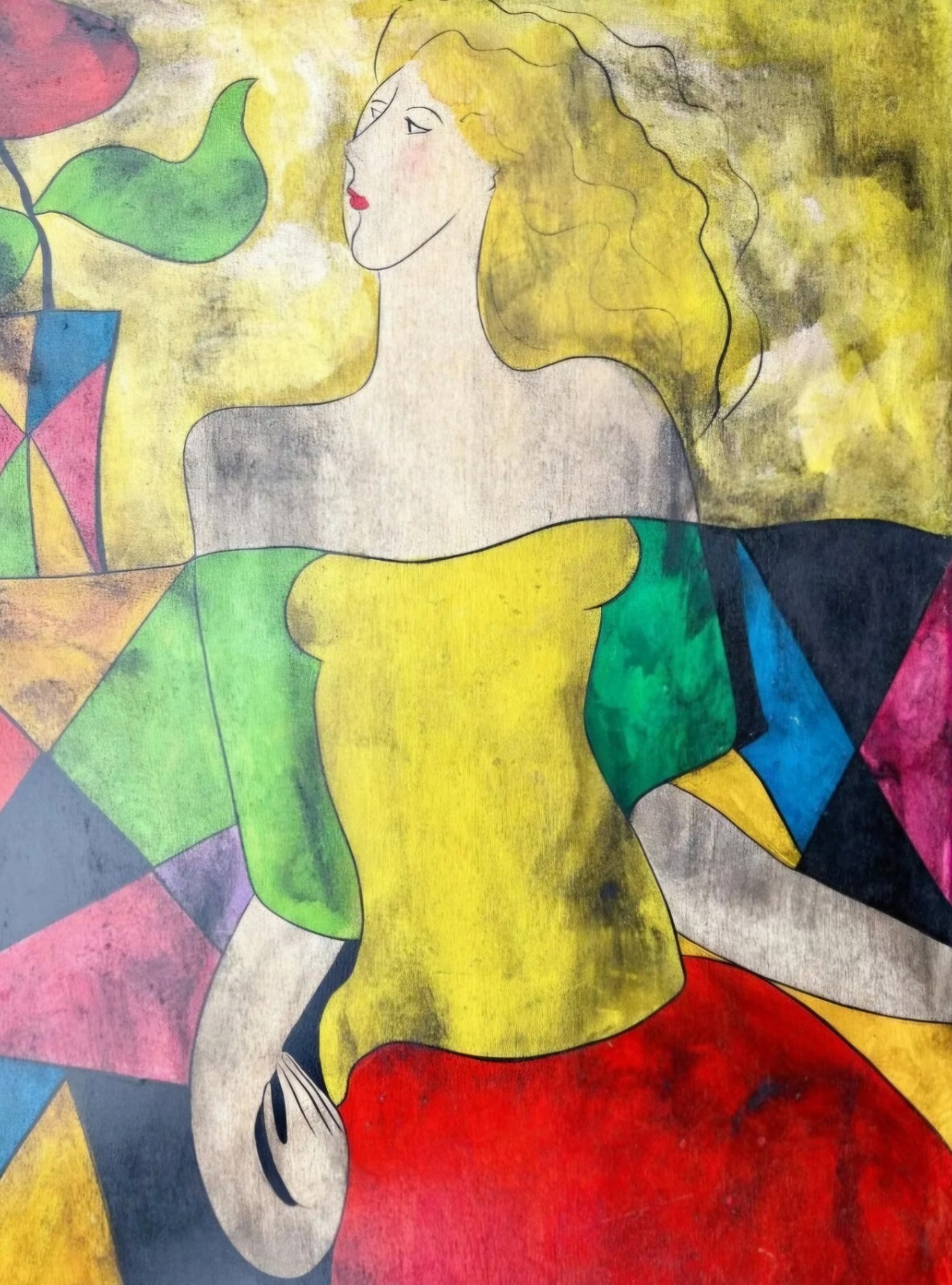 Linda Le Kinff «Chez Tang» Original Oil on Wood, 1995 – 36″ x 29″ – COA