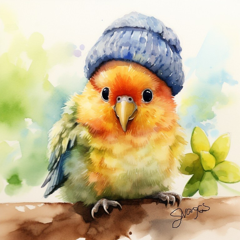 Watercolor Little Bird Painting Art Print 8×11 inches