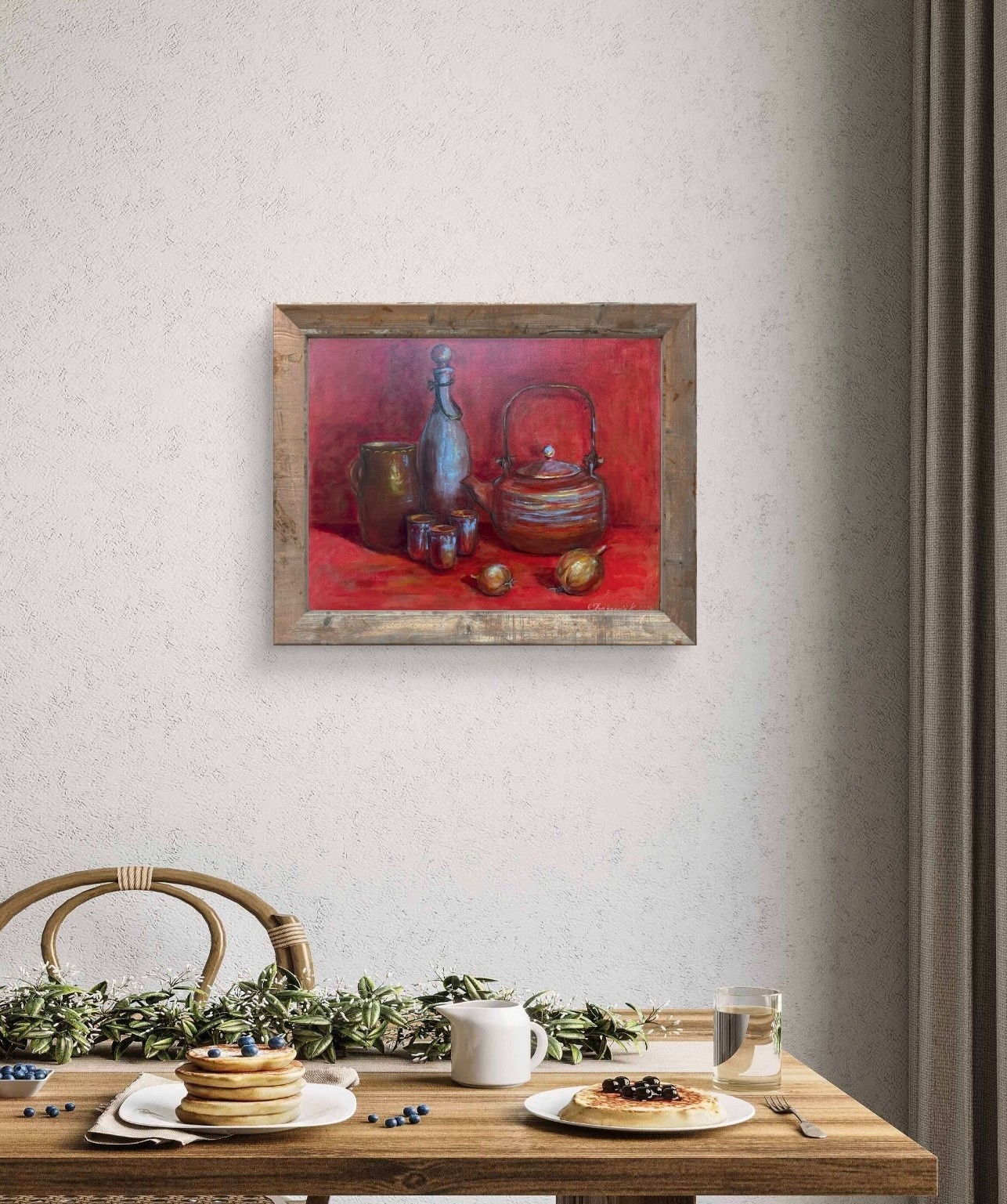 art 662 original painting acrylic on canvas 14×18 in (35×45 cm) Still Life Red