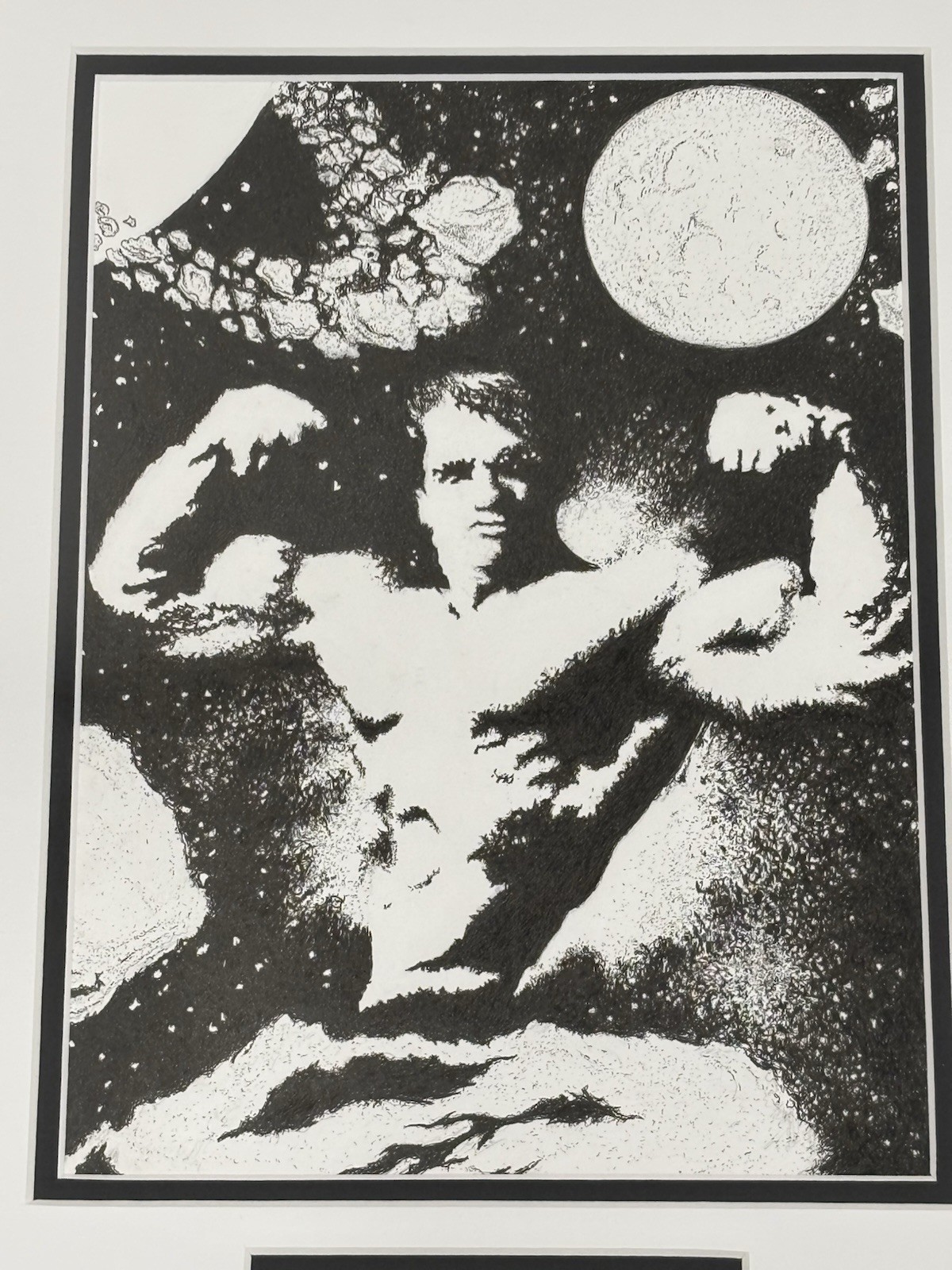 “Mr. Universe” Arnold Schwarzenegger Signed Original Drawing Framed Bodybuilding