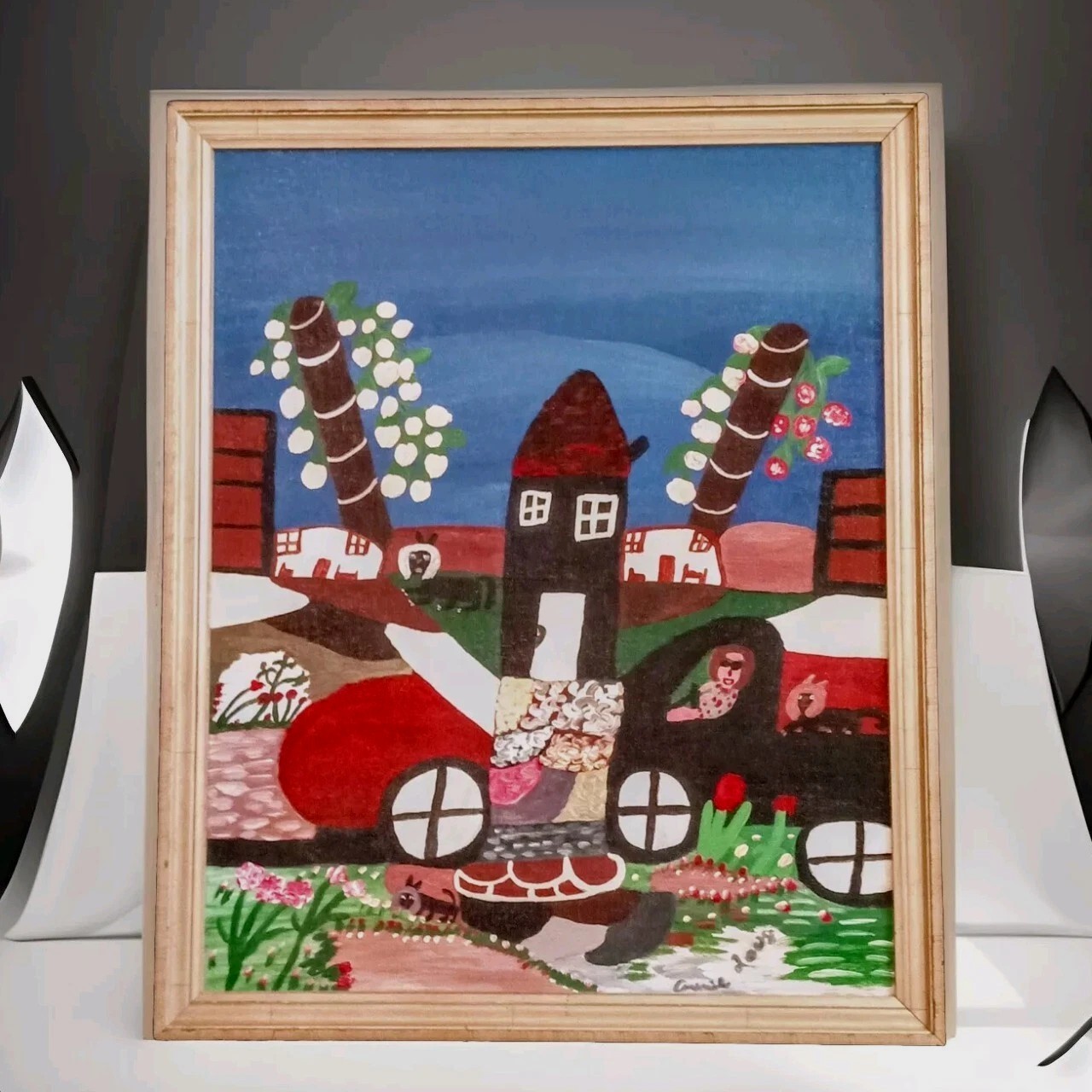 THE ISLAND Annie Cochran Original Oil Painting 2008 African American folk art