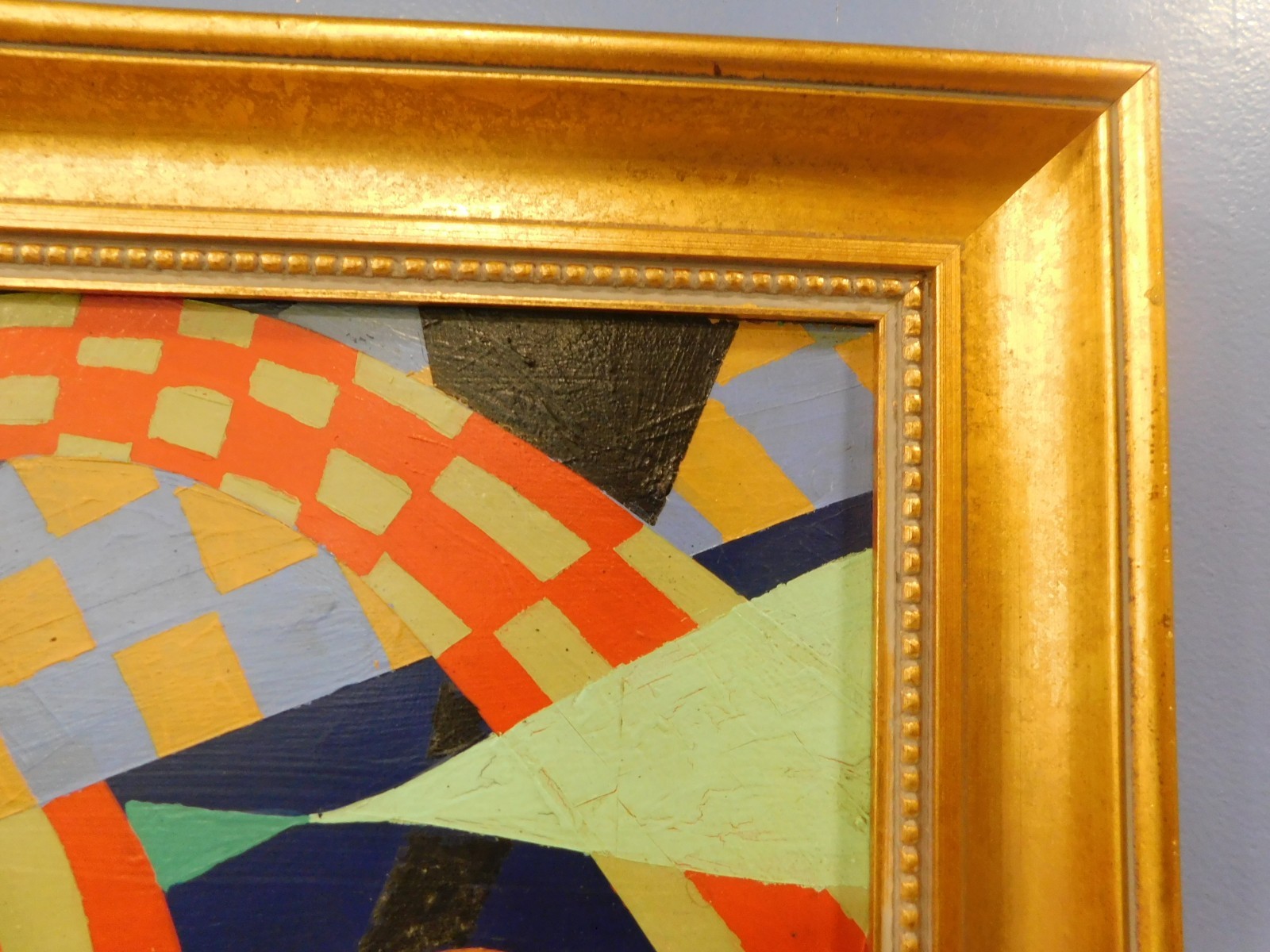 1962 Cubist Abstract Geometric Expressionist oil Painting by ROSS 28 x 20 Framed