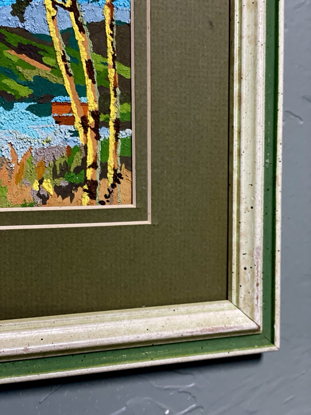 Mini Landscape Artwork – Unknown Medium – D. Clark Framed Art On Paper 1980s