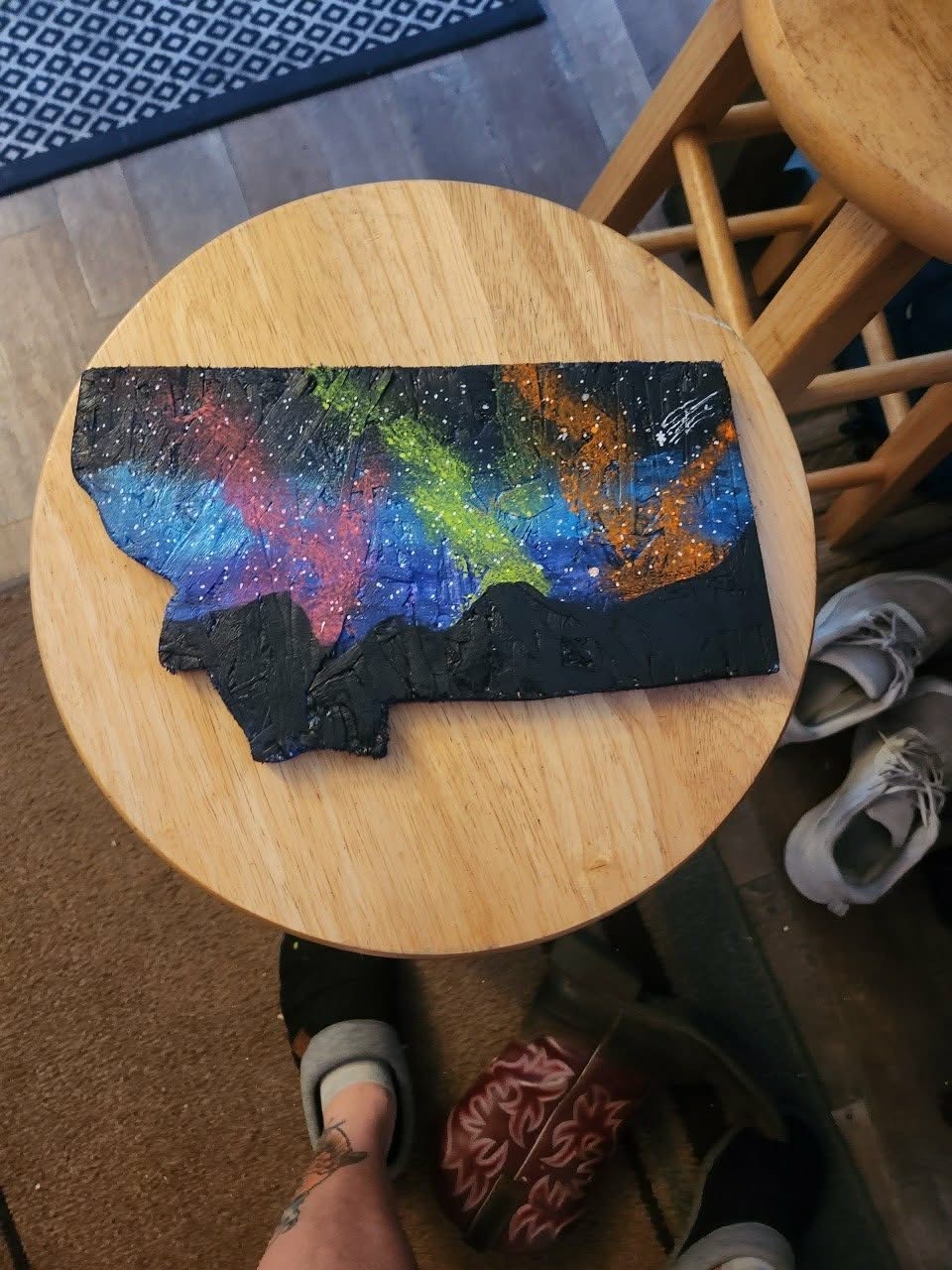 Abstract Aurora Borealis Montana Acrylic Painting – Small, Original, Unframed