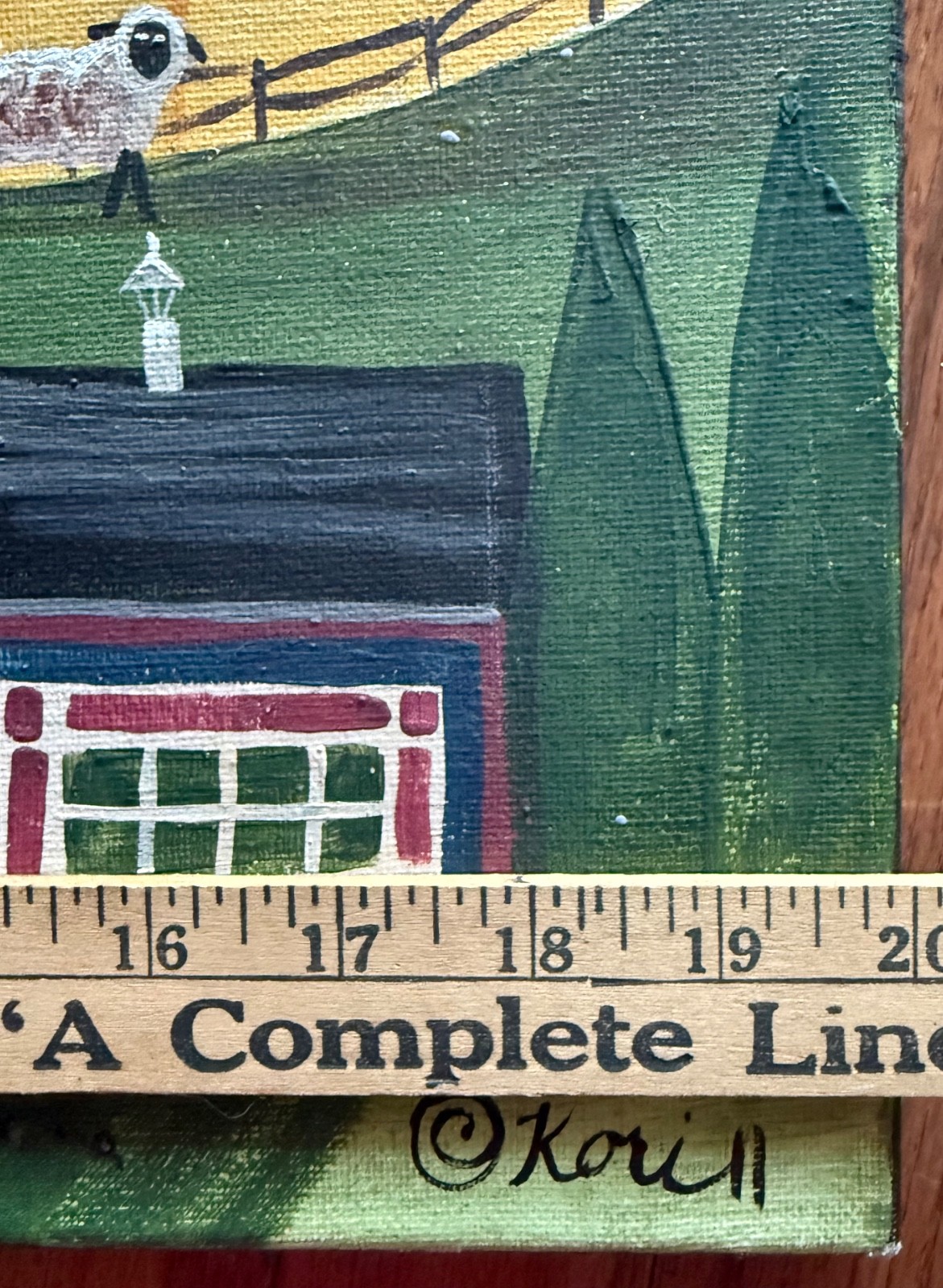 VINTAGE NAIVE PAINTING AMERICAN FOLK ART RURAL FARM COUNTRY SCENE ORIGINAL