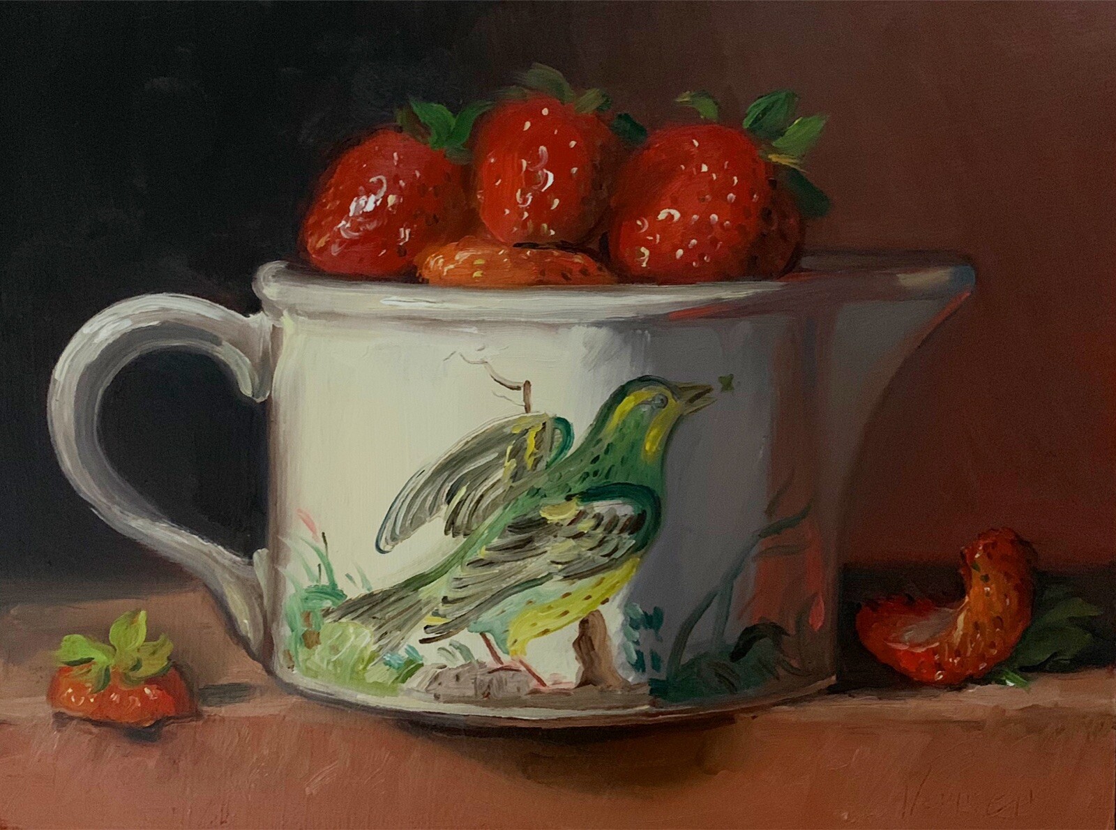 “Strawberries in BoB” NOAH VERRIER Still life oil painting, Signed art print