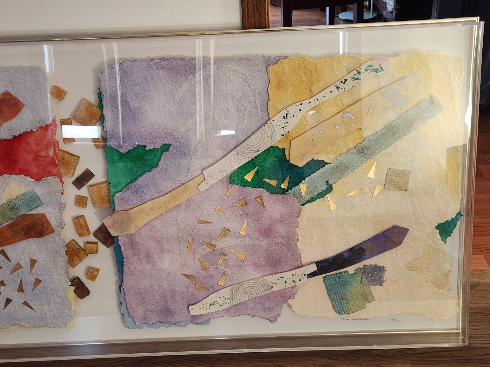 Acrylic Shadow Box Dimensional Found Art Abstract Original Signed 72 x 30 x 3.75