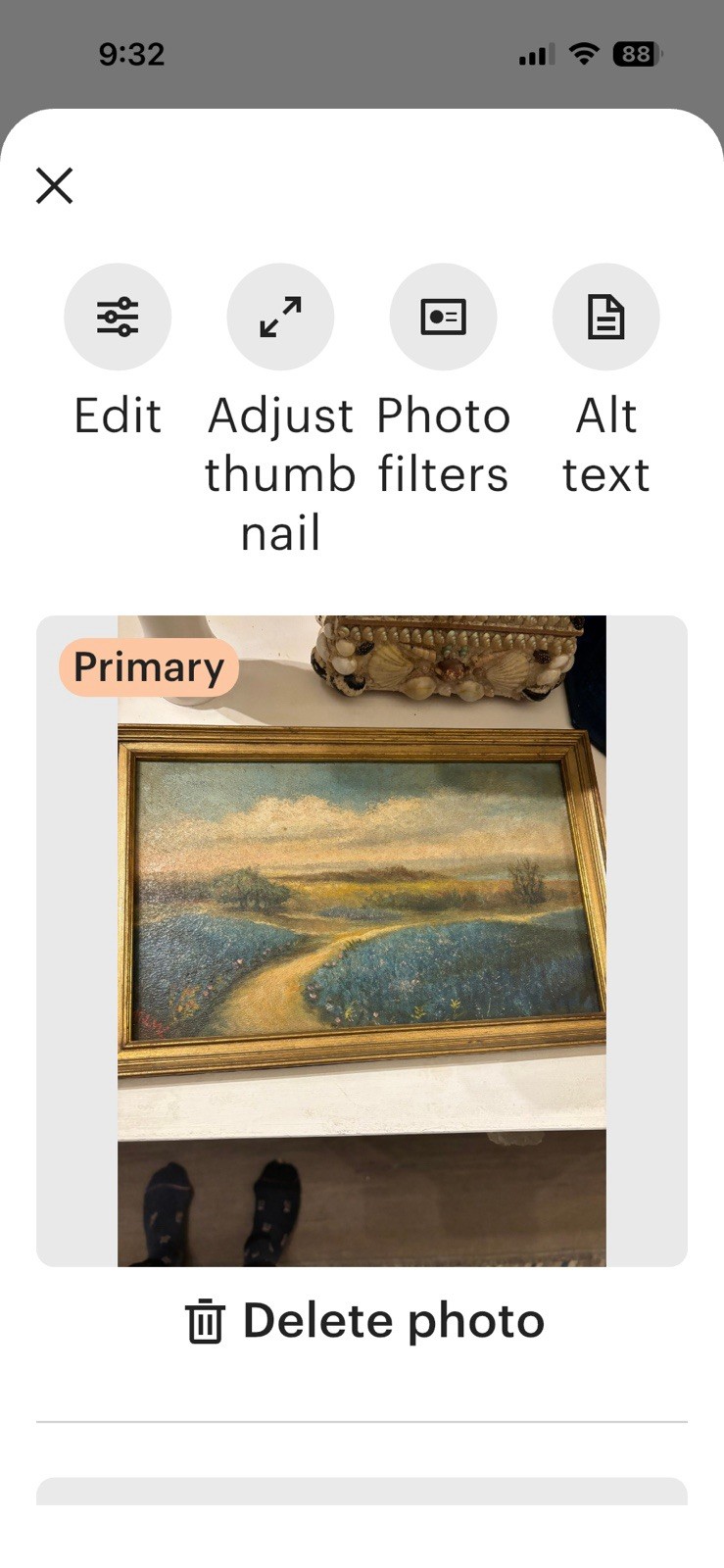 Impressionist Framed Landscape Path Field Trees Sky Painting on board