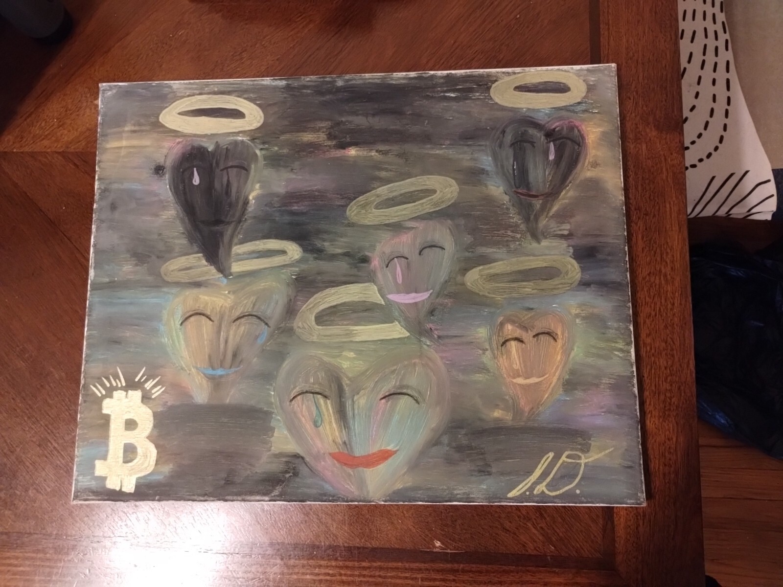 Acrilic Painting (Angel’s Hearts In «Bit» Kingdom). OOAK Piece To Own!