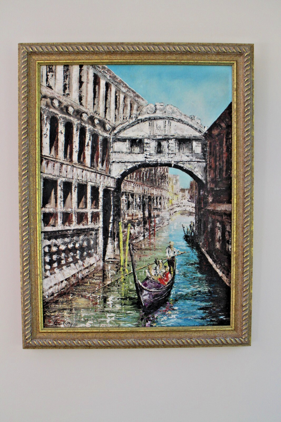 OIL ON BOARD VENICE BRIDGE OF SIGHS ALAN KING AKIN OF MALVERN