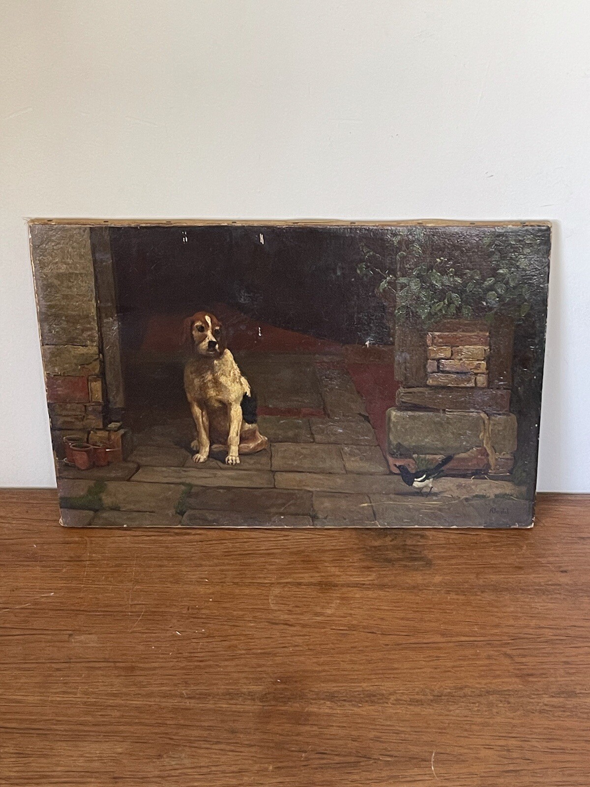 ARTHUR CHARLES DODD 19TH C ANTIQUE OLD MASTER IMPRESSIONIST DOG OIL PAINTING UK