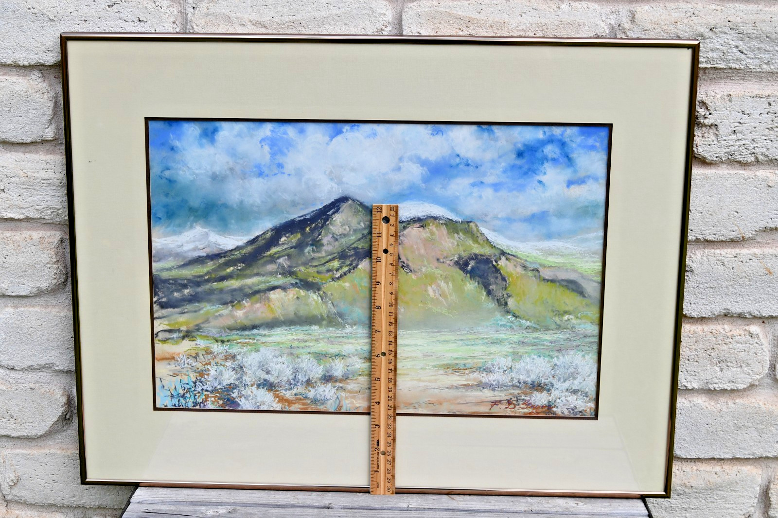 Original Watercolor Texas Western Landscape Hill Sagebrush Framed F. D. Groos