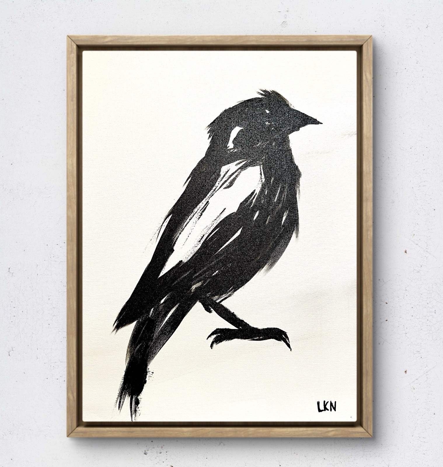 Laeknapes Abstract Art 12X16 Canvas Home Expressionist Monochromatic Sparrow