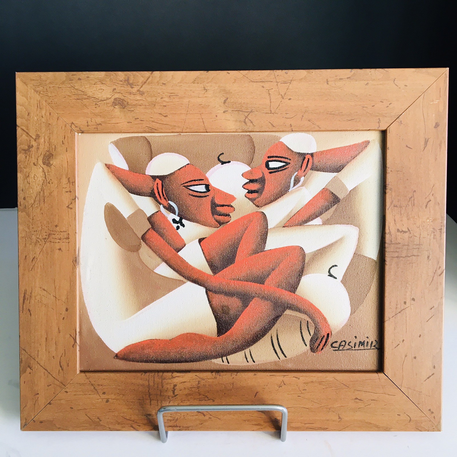 Vintage Original Acrylic Painting Signed by Casimir Framed 13.5″ x 11.5″