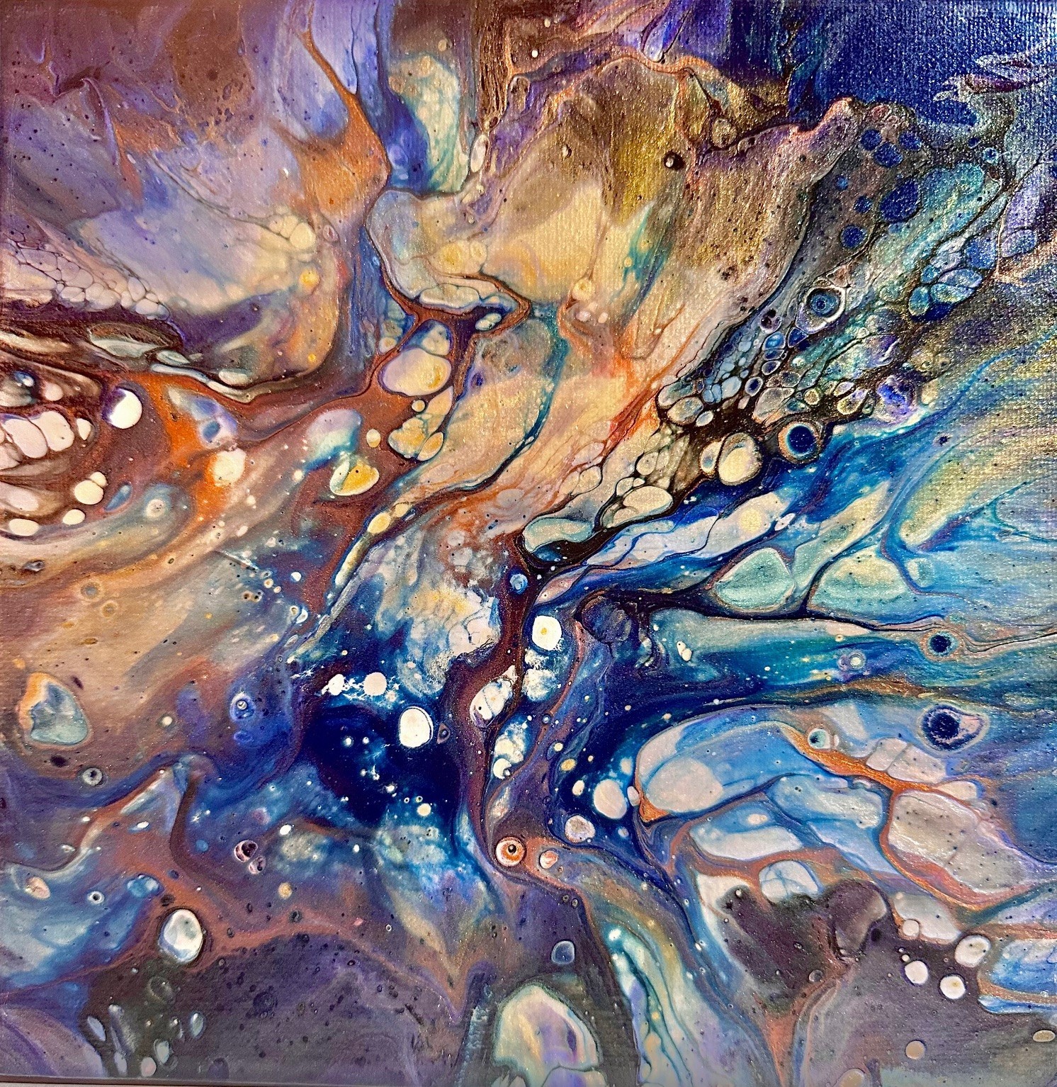 Original Acrylic 8″x8″ Canvas Art OOAK (One of a Kind) Auto, Date, Numbered 1/1