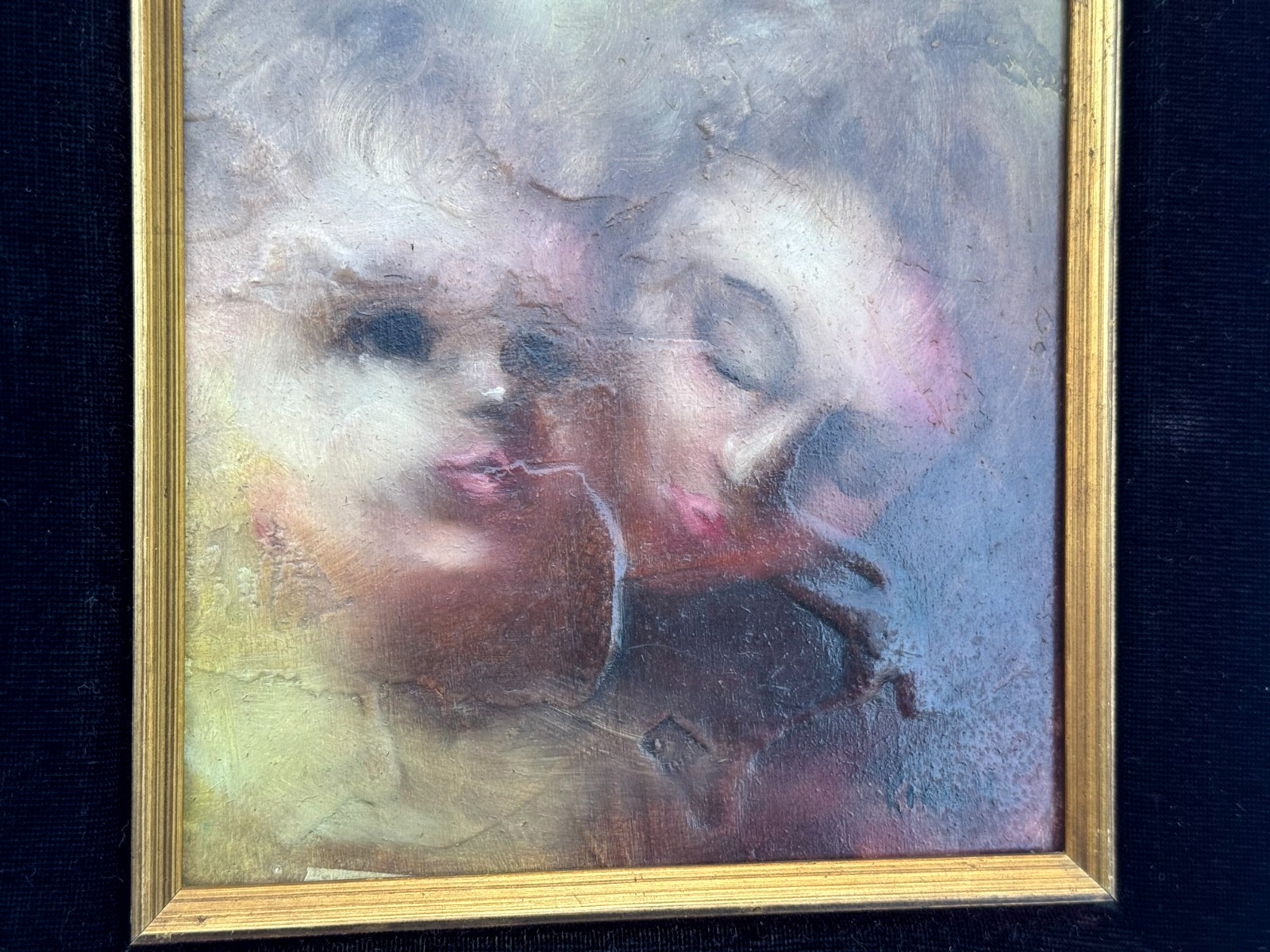 FREDERICK DWIGHT KIRSCH (1899-1981) SIGNED OIL PAINTING 2 CHILDREN FACES FACE