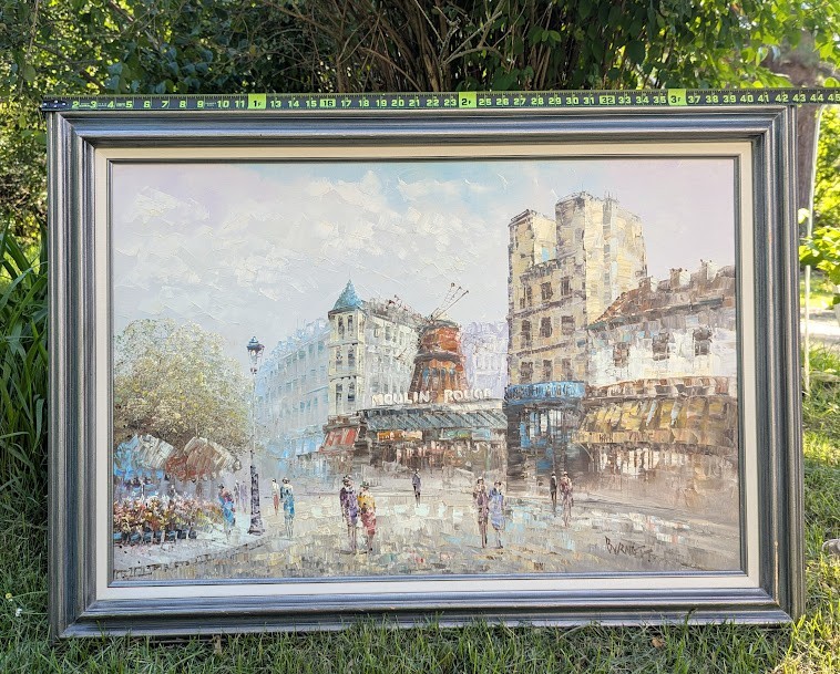 Caroline C. Burnett Moulin Rouge Rare Angle Palette Knife Oil Painting!!
