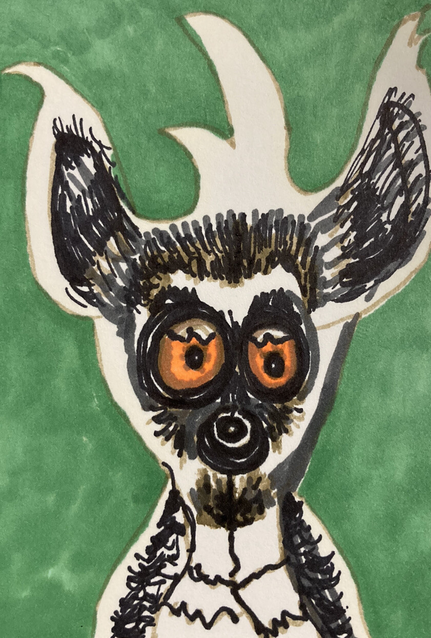 Original Animal art card ACEO Dorisann1022 Marker Monkey Lemur Chimp 3cards/4/$9